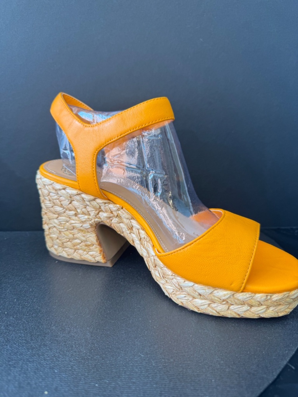 Vince Camuto Orange Leather Espadrille Sandals Ankle Strap Size 6 NWOB - Picture 7 of 16
